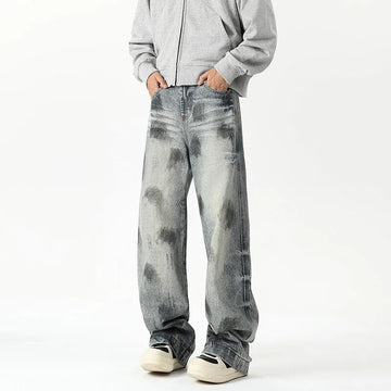Riolio Jeans Men's New Denim Pants wash jeans New Fashion High Quality Washed Male Jeans Loose Wide Leg Trousers Straight Casual jean